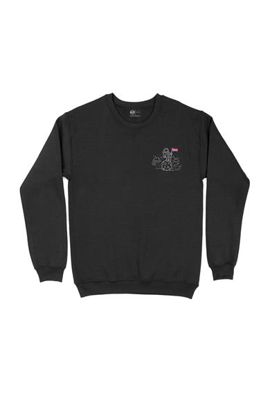 Bayraklı Astronot Çizimli Cep Tasarım Baskılı Sweatshirt