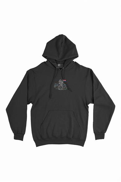 Bayraklı Astronot Çizimli Minimal Kapşonlu Sweatshirt Hoodie