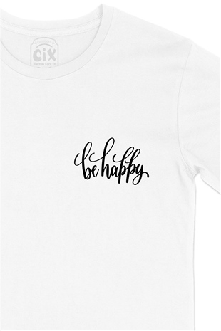 Be Happy Cep Logo Tasarımlı Beyaz Tişört