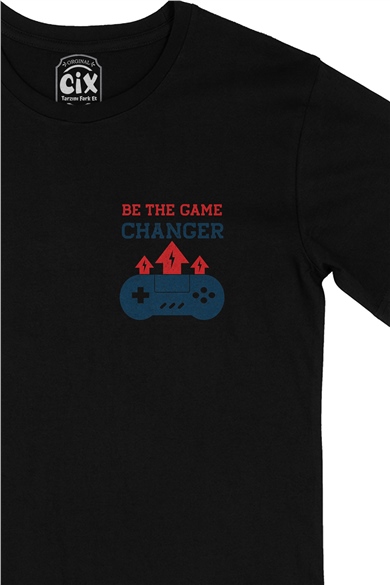 Be The Game Changer Cep Logo Tasarımlı Siyah Tişört