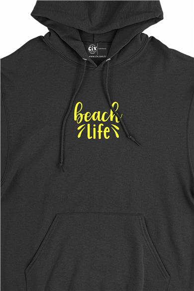 Beach Life Minimal Kapşonlu Sweatshirt Hoodie