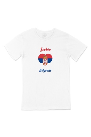 Belgrade Sırbistan Bayraklı Kalpli Tişört