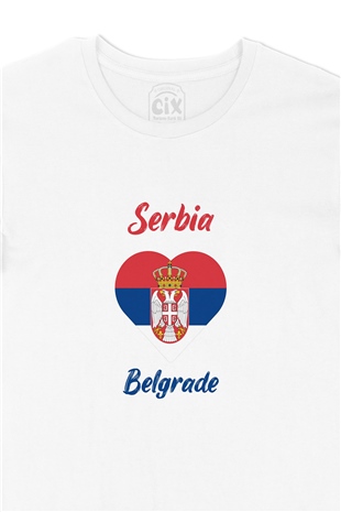 Belgrade Sırbistan Bayraklı Kalpli Tişört