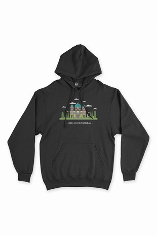 Berlin Katedrali Siyah Kapşonlu Sweatshirt Hoodie