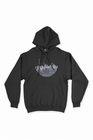 Berlin Siyah Kapşonlu Sweatshirt Hoodie