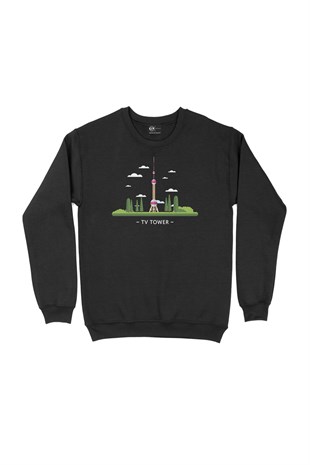 Berlin Tv Kulesi Siyah Sweatshirt