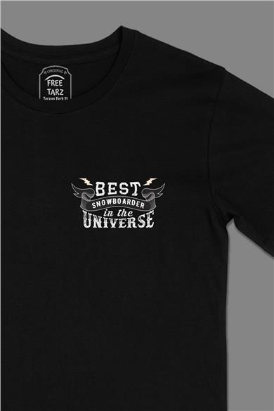 Best Snowboard Kayak Cep Tasarımlı Siyah Tişört