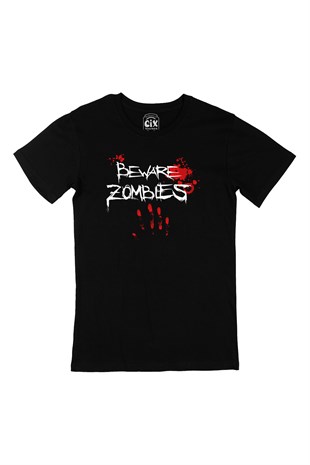Beware Zombies Siyah Tişört
