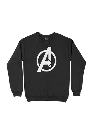 Beyaz Avengers Logolu Siyah Sweatshirt