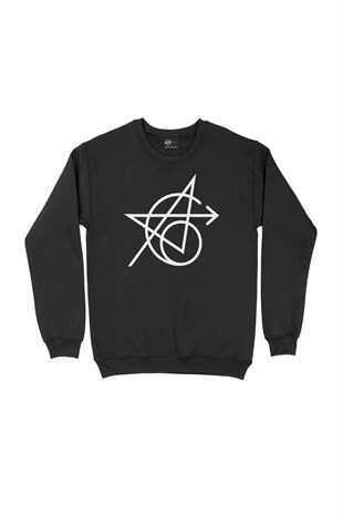 Beyaz Avengers Simgeli Siyah Sweatshirt