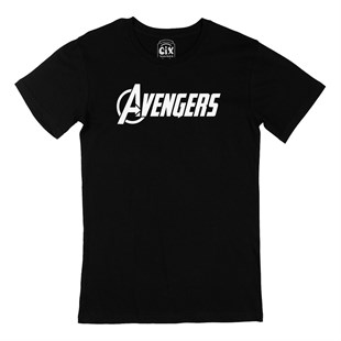 Beyaz Avengers Siyah Tişört