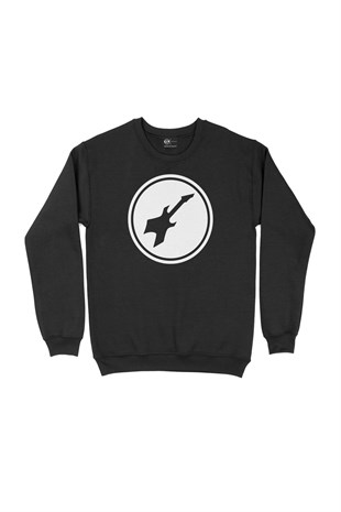 Beyaz Bass Gitar Siyah Sweatshirt