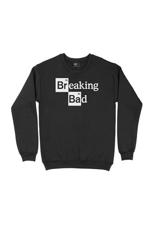 Beyaz Breaking Bad Yazılı Siyah Sweatshirt