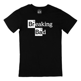 Beyaz Breaking Bad Yazılı Siyah Tişört