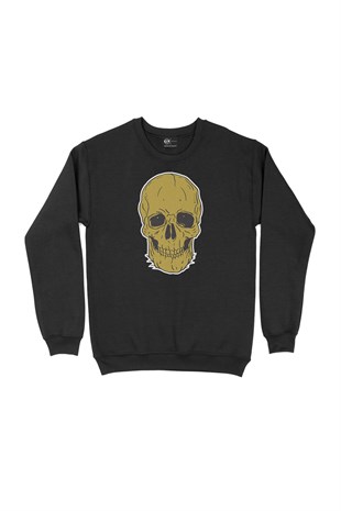 Beyaz Kuru Kafalı Siyah Sweatshirt