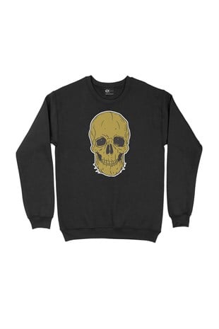 Beyaz Kuru Kafalı Siyah Sweatshirt