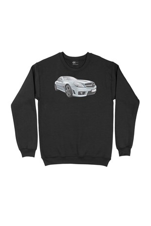 Beyaz Spor Araba Siyah Sweatshirt