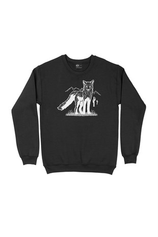 Beyaz Tilkili Siyah Sweatshirt