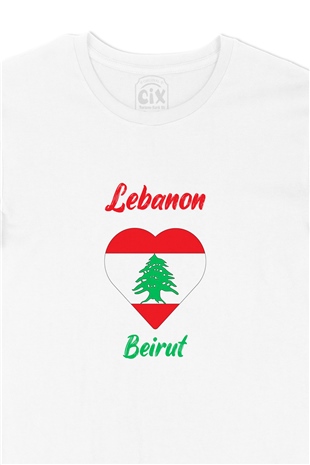 Beyrut Lübnan Bayraklı Kalpli Tişört