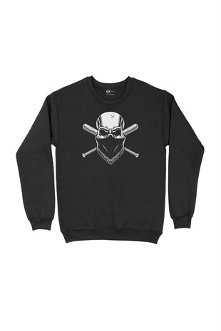 Beyzbol Kuru Kafa Siyah Sweatshirt