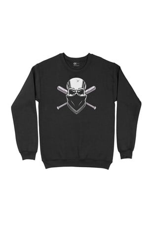 Beyzbol Kuru Kafa Siyah Sweatshirt