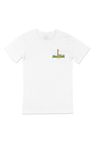 Big Ben Cep Logo Tasarımlı Beyaz Tişört