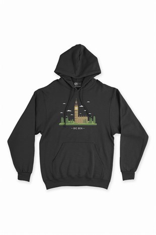 Big Ben Siyah Kapşonlu Sweatshirt Hoodie