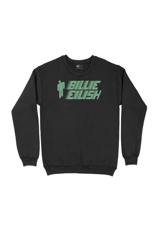 Billie Eilish Logo Tasarımlı Siyah Sweatshirt