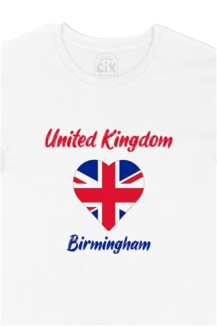 Birmingham İngiltere Bayraklı Kalpli Tişört