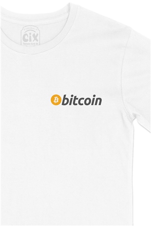 Bitcoin Cep Logo Tasarımlı Beyaz Tişört