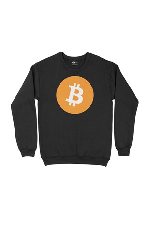 Bitcoin Logolu Siyah Sweatshirt