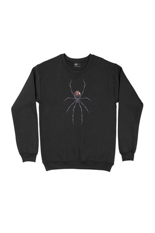 Black Widow Gerçek Örümcek Siyah Sweatshirt