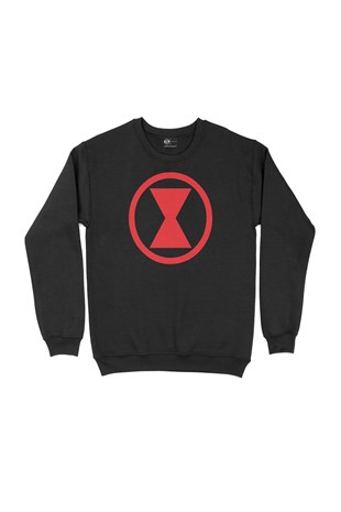 Black Widow Logolu Siyah Sweatshirt