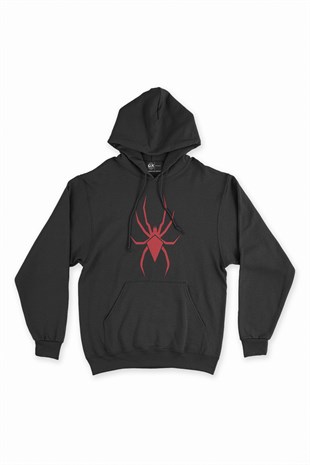 Black Widow Örümceği Siyah Kapşonlu Sweatshirt Hoodie