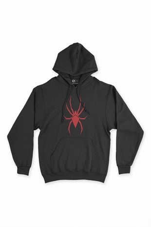 Black Widow Örümceği Siyah Kapşonlu Sweatshirt Hoodie