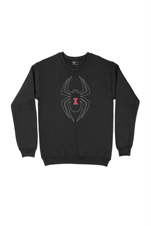 Black Widow Spider Tasarımlı Siyah Sweatshirt