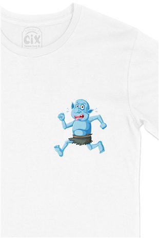 Blue Goblin Cep Logo Tasarımlı Beyaz Tişört