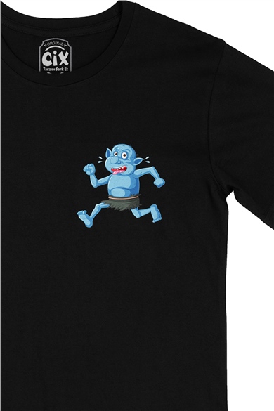 Blue Goblin Cep Logo Tasarımlı Siyah Tişört