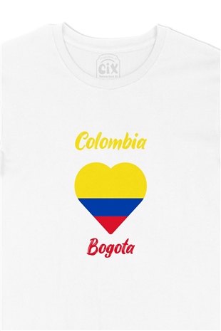 Bogota Kolombiya Bayraklı Kalpli Tişört
