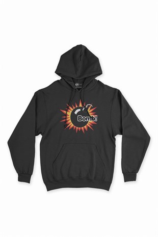Bomba Bomb Siyah Kapşonlu Sweatshirt Hoodie