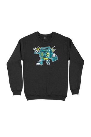 Boom Box Robot Siyah Sweatshirt