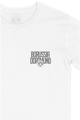 Borussian Dortmund BVB Cep Logo Tasarımlı Beyaz Tişört