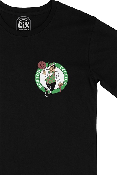 Boston Celtics Cep Logo Tasarımlı Siyah Tişört