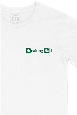 Breaking Bad Logolu Cep Logo Tasarımlı Beyaz Tişört