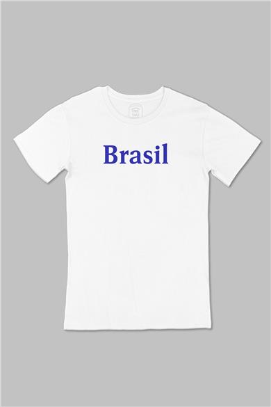 Brezilya Brasil Büyük Baskılı Beyaz Tişört