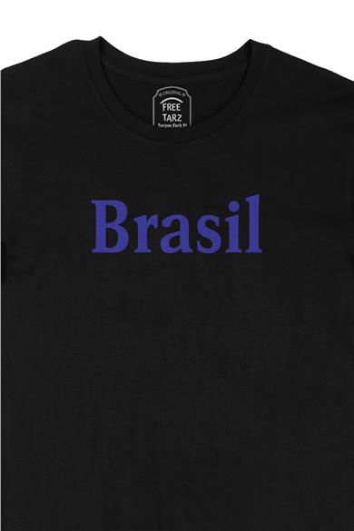 Brezilya Brasil Büyük Baskılı Siyah Tişört