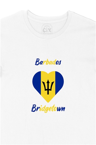 Bridgetown Barbados Bayraklı Kalpli Tişört