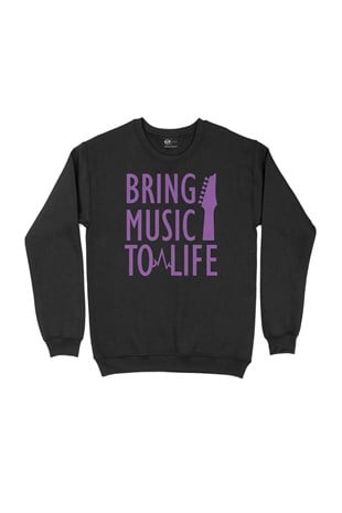 Bring Music To Life Siyah Sweatshirt