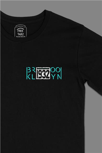 Brooklyn 1932 Cep Tasarımlı Siyah Tişört