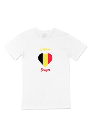 Bruge Belçika Bayraklı Kalpli Tişört